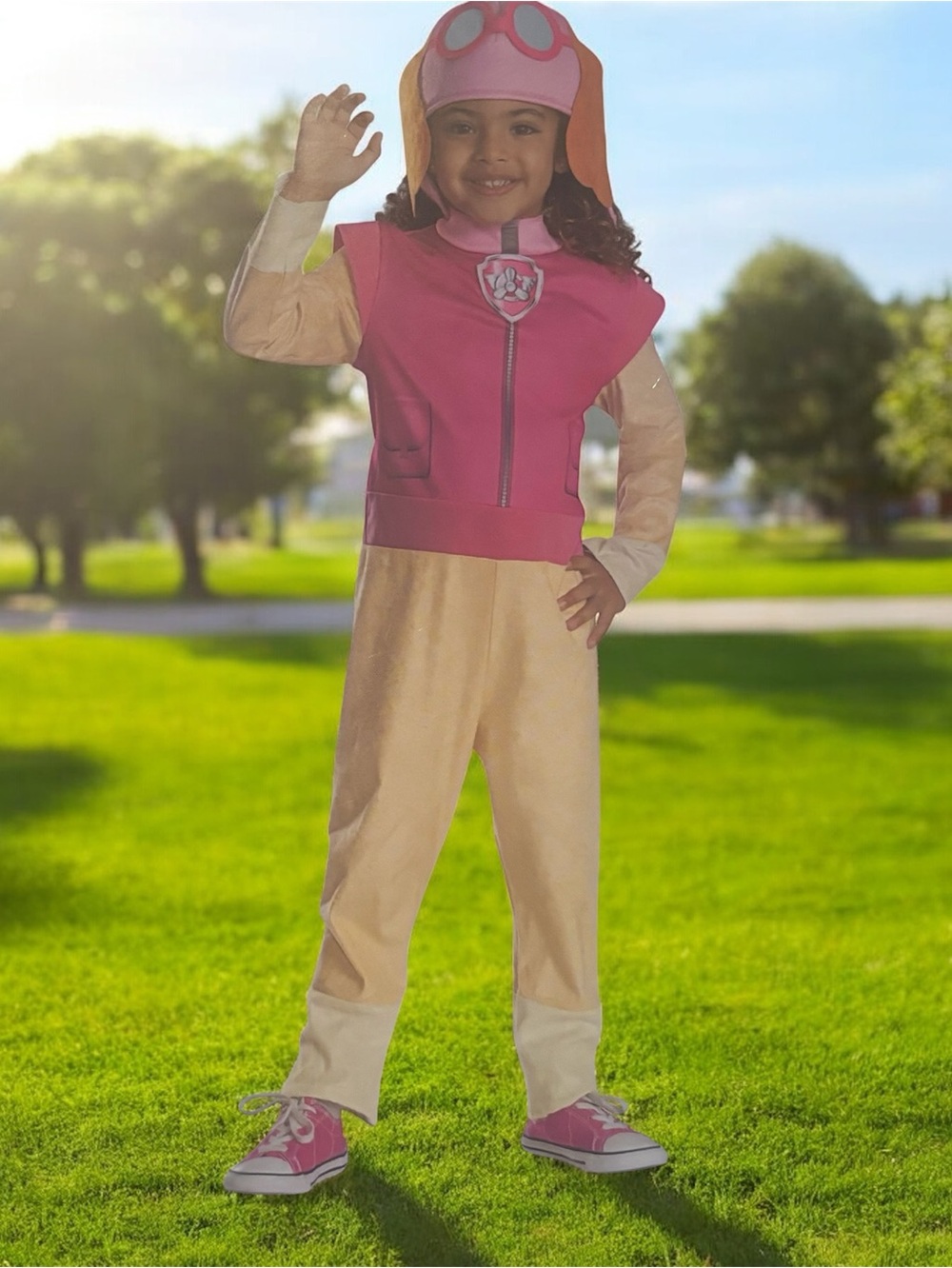Paw Patrol Skye 2 Piece Pink & Tan Jumpsuit Costume with Headpiece Girls Kids S